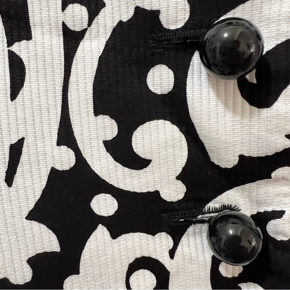 Christian Dior vintage 90’s black white Baroque Scroll Print Blazer jacket 10